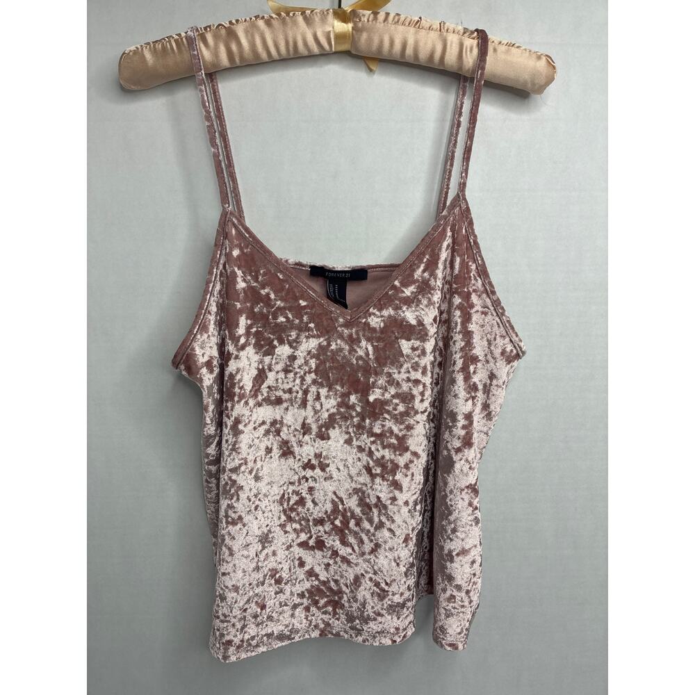 Forever 21 Women’s Pink Crushed Velvet Spaghetti Strap Cami Medium